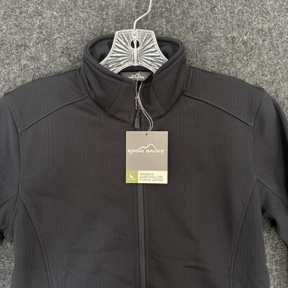 Eddie Bauer Dash Full Zip Fleece Jacket Women's Small Black Pockets NWT - Picture 2 of 8